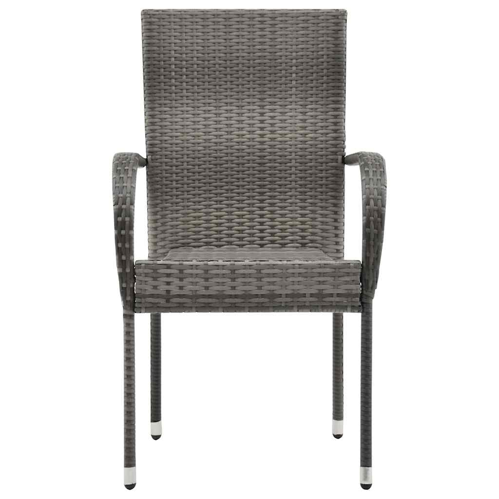 Tuinstoelen stapelbaar 6 st poly rattan grijs is nu te koop bij PeponiXL, paradijselijk wonen!
