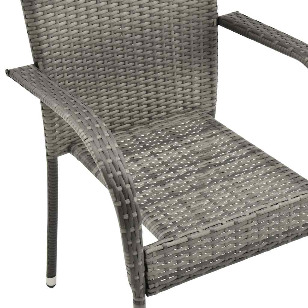 Tuinstoelen stapelbaar 6 st poly rattan grijs is nu te koop bij PeponiXL, paradijselijk wonen!