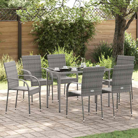 Tuinstoelen stapelbaar 6 st poly rattan grijs is nu te koop bij PeponiXL, paradijselijk wonen!