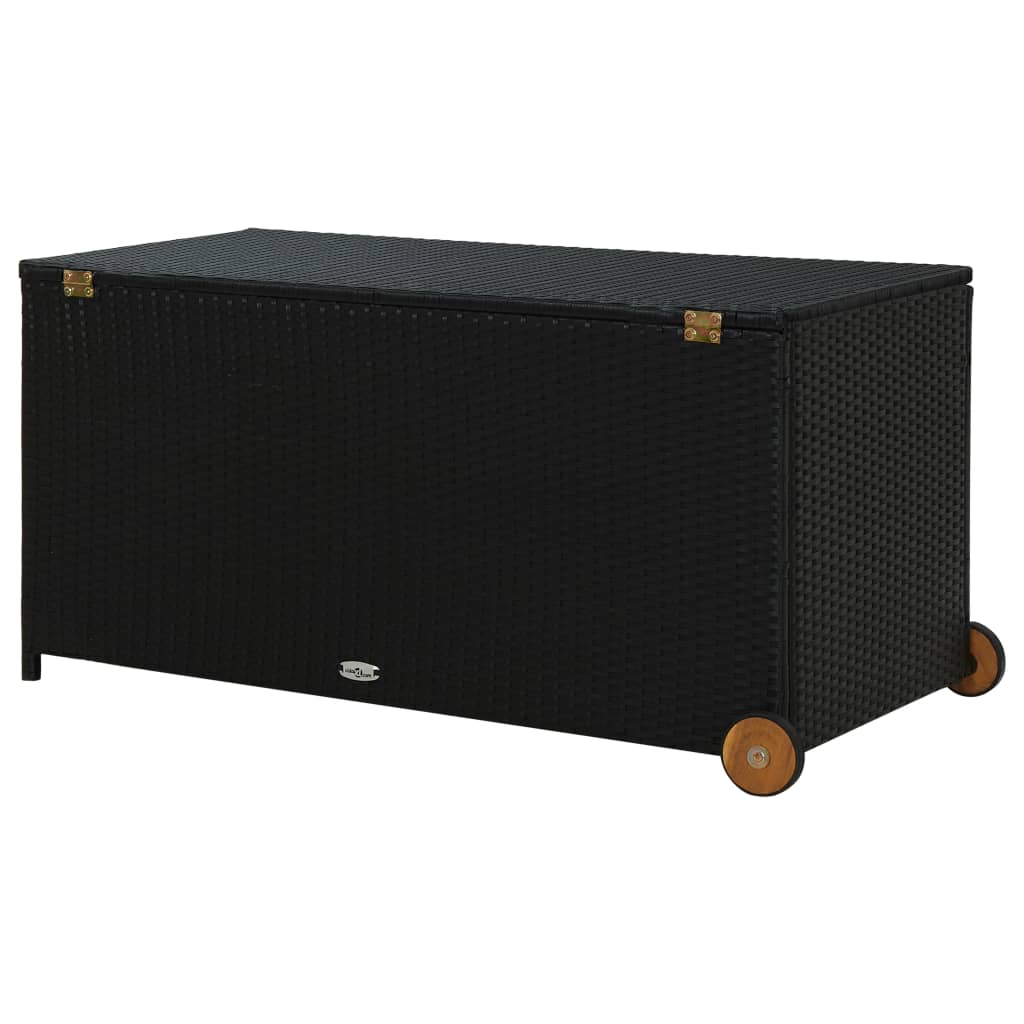 Tuinbox 120x65x61 cm poly rattan zwart is nu te koop bij PeponiXL, paradijselijk wonen!