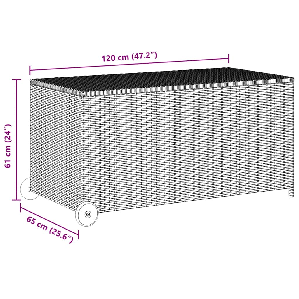 Tuinbox 120x65x61 cm poly rattan lichtgrijs is nu te koop bij PeponiXL, paradijselijk wonen!