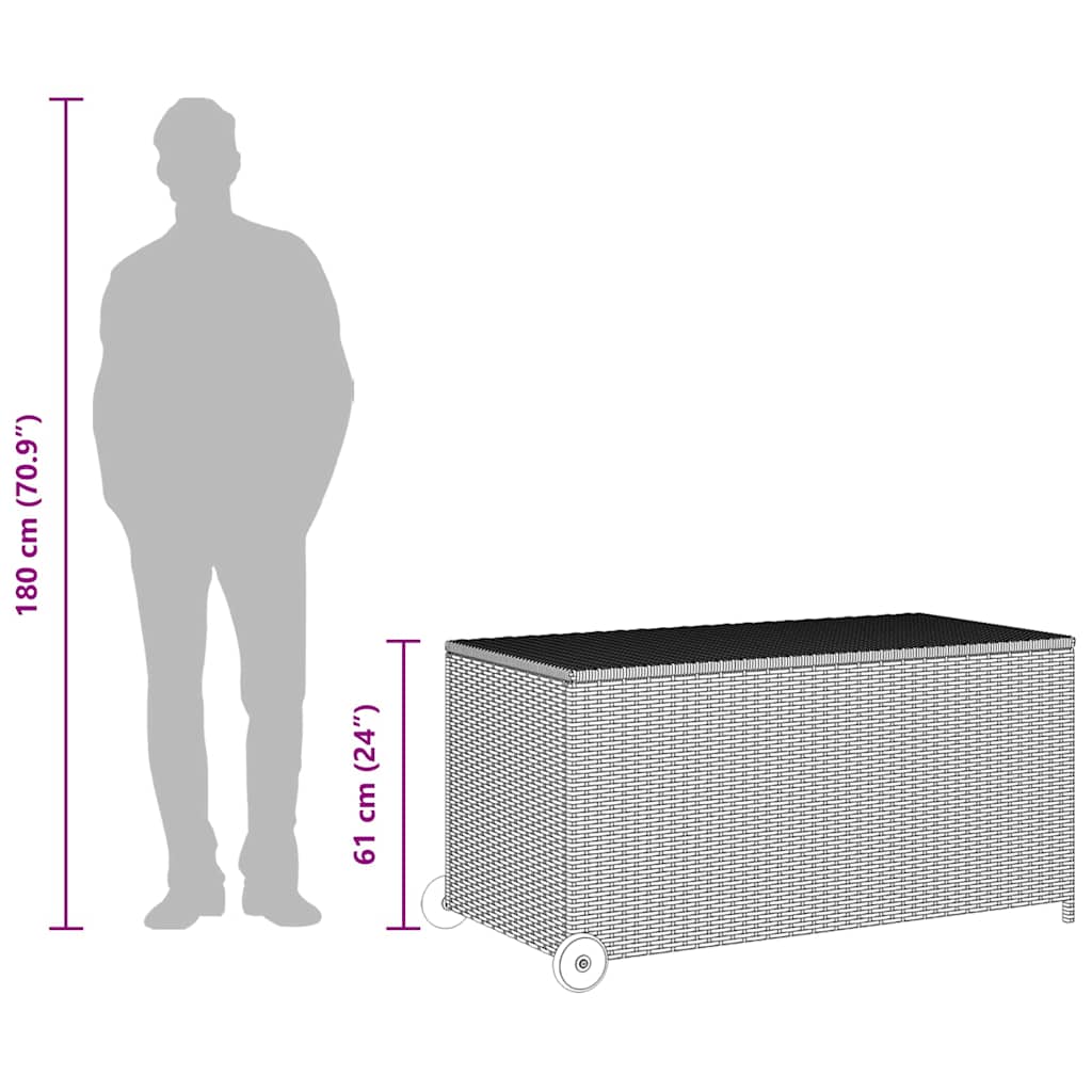 Tuinbox 120x65x61 cm poly rattan lichtgrijs is nu te koop bij PeponiXL, paradijselijk wonen!