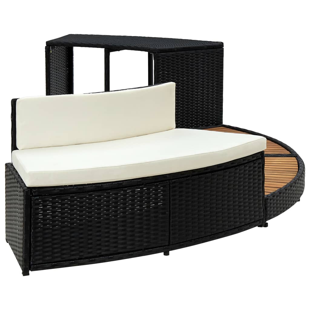 Spa-ombouw poly rattan en acaciahout zwart is nu te koop bij PeponiXL, paradijselijk wonen!