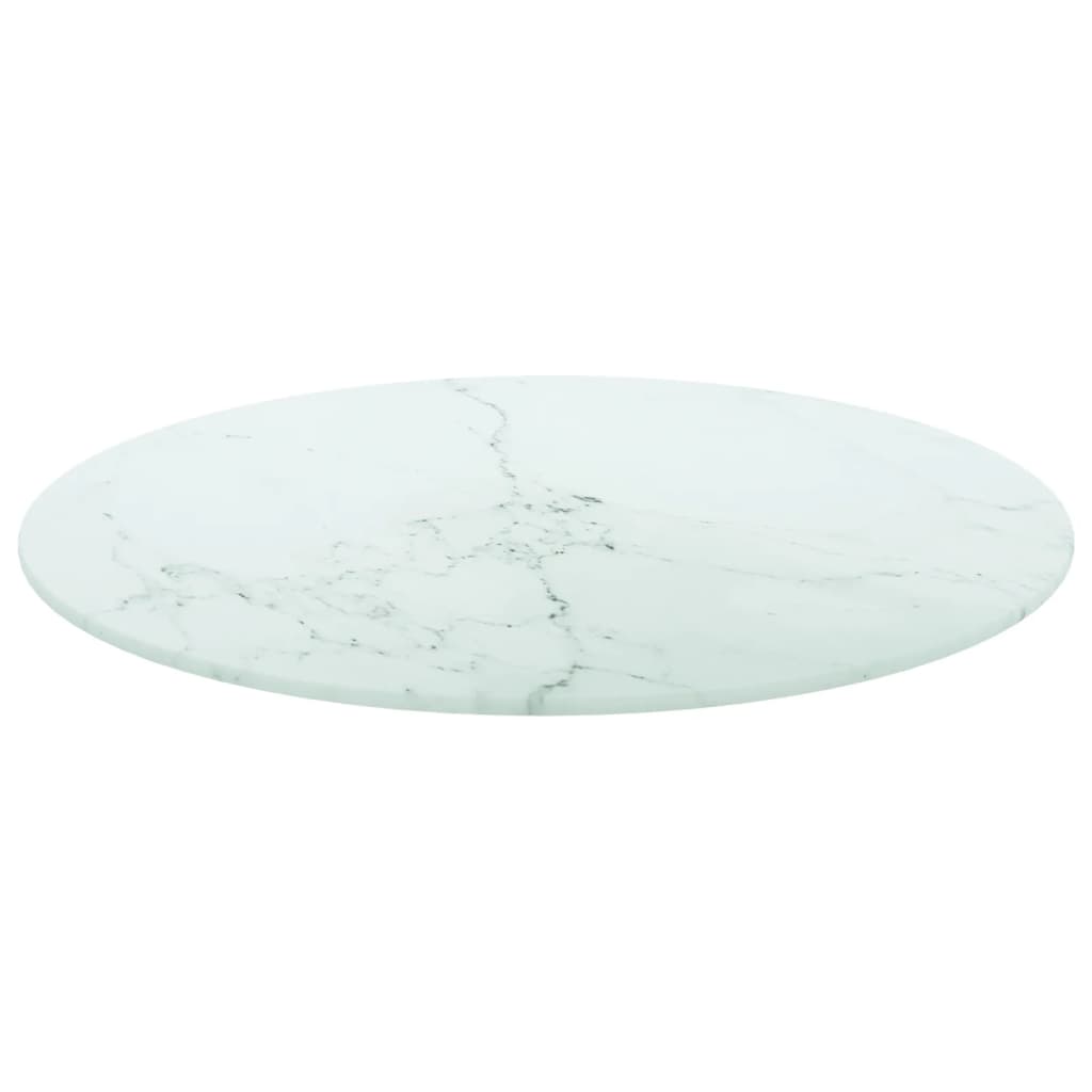 Tafelblad Ø50x0,8 cm gehard glas met marmeren design wit is nu te koop bij PeponiXL, paradijselijk wonen!
