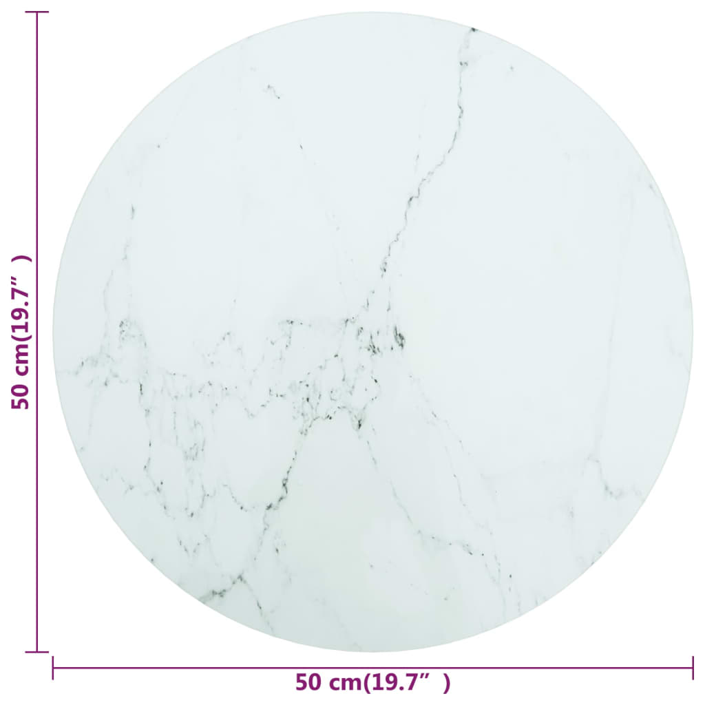 Tafelblad Ø50x0,8 cm gehard glas met marmeren design wit is nu te koop bij PeponiXL, paradijselijk wonen!