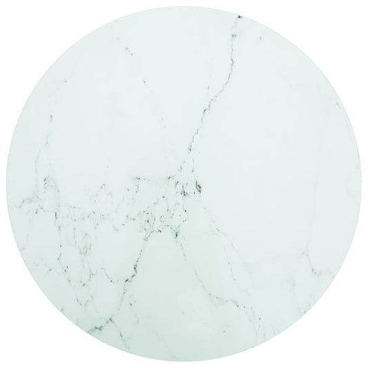 Tafelblad Ø70x0,8 cm gehard glas met marmeren design wit is nu te koop bij PeponiXL, paradijselijk wonen!