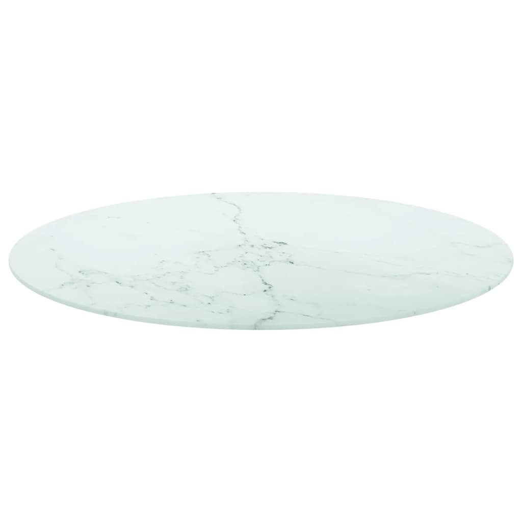 Tafelblad Ø80x1 cm gehard glas met marmeren design wit is nu te koop bij PeponiXL, paradijselijk wonen!