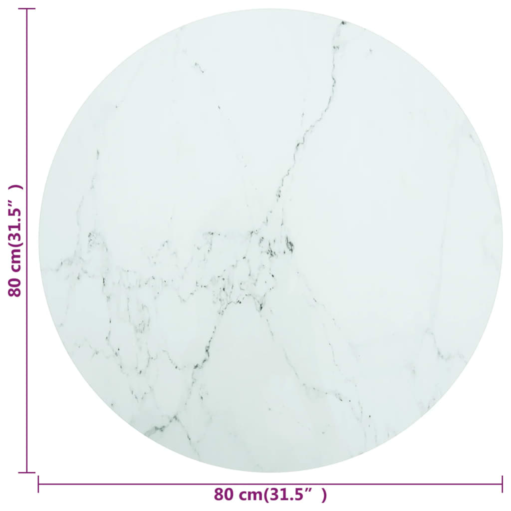 Tafelblad Ø80x1 cm gehard glas met marmeren design wit is nu te koop bij PeponiXL, paradijselijk wonen!