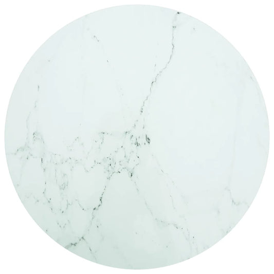 Tafelblad Ø90x1 cm gehard glas met marmeren design wit is nu te koop bij PeponiXL, paradijselijk wonen!