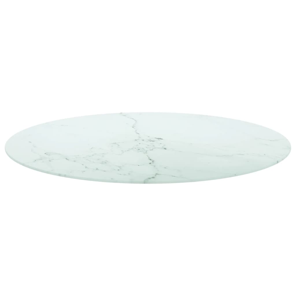 Tafelblad Ø90x1 cm gehard glas met marmeren design wit is nu te koop bij PeponiXL, paradijselijk wonen!