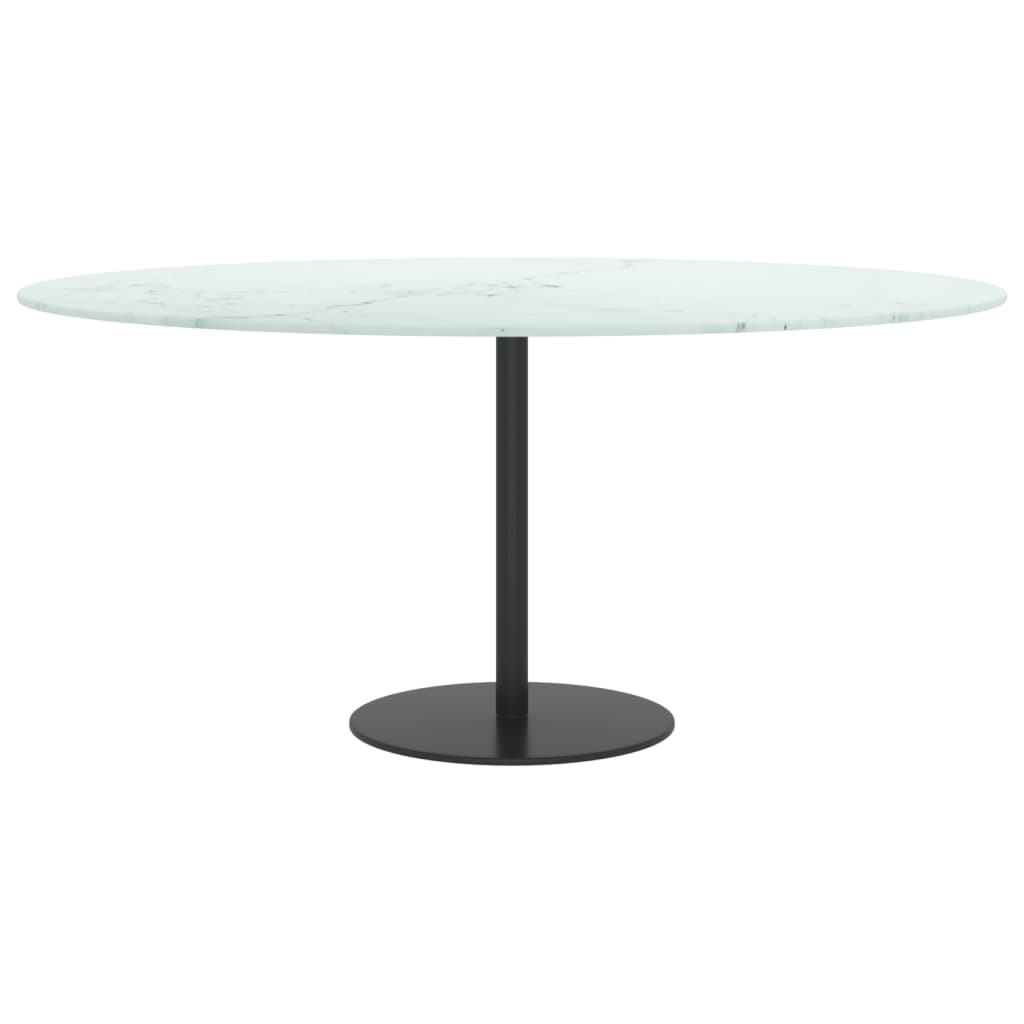 Tafelblad Ø90x1 cm gehard glas met marmeren design wit is nu te koop bij PeponiXL, paradijselijk wonen!