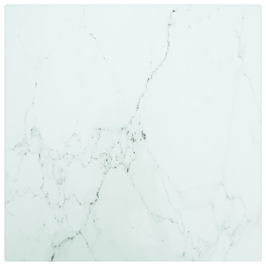 Tafelblad 30x30 cm 6 mm gehard glas met marmeren design wit is nu te koop bij PeponiXL, paradijselijk wonen!