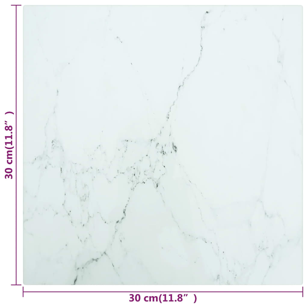 Tafelblad 30x30 cm 6 mm gehard glas met marmeren design wit is nu te koop bij PeponiXL, paradijselijk wonen!
