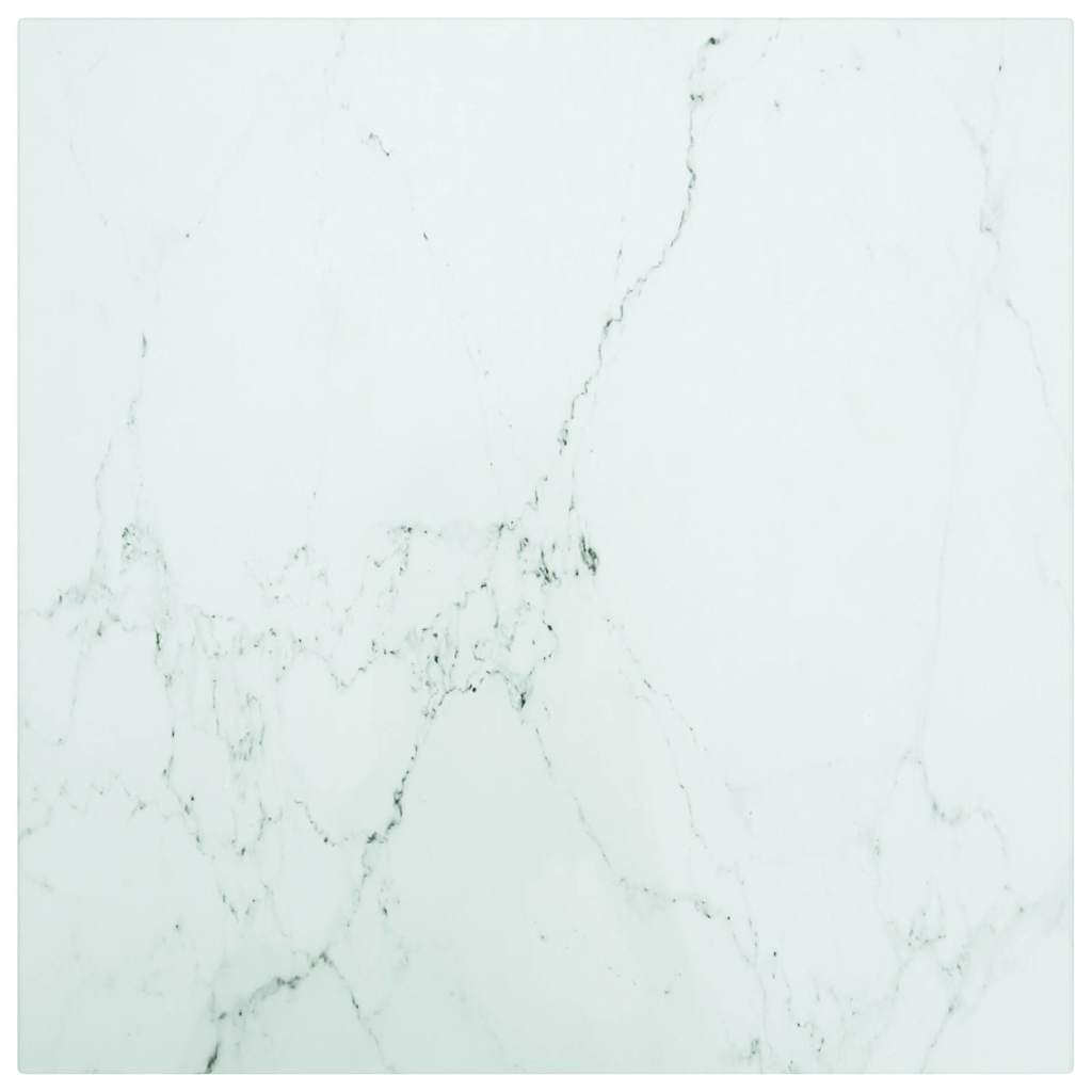 Tafelblad 40x40 cm 6 mm gehard glas met marmeren design wit is nu te koop bij PeponiXL, paradijselijk wonen!