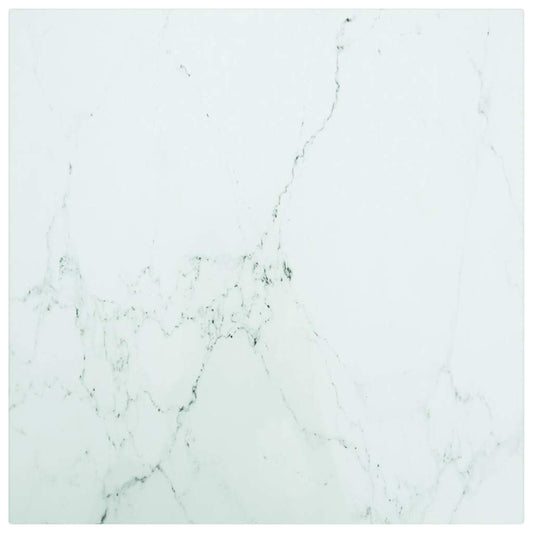 Tafelblad 40x40 cm 6 mm gehard glas met marmeren design wit is nu te koop bij PeponiXL, paradijselijk wonen!
