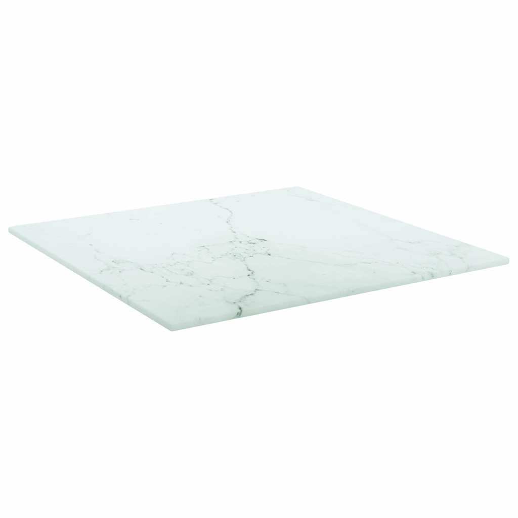Tafelblad 40x40 cm 6 mm gehard glas met marmeren design wit is nu te koop bij PeponiXL, paradijselijk wonen!