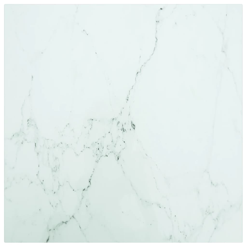 Tafelblad 50x50 cm 6 mm gehard glas met marmeren design wit is nu te koop bij PeponiXL, paradijselijk wonen!