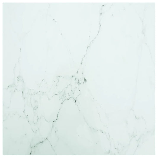 Tafelblad 50x50 cm 6 mm gehard glas met marmeren design wit is nu te koop bij PeponiXL, paradijselijk wonen!
