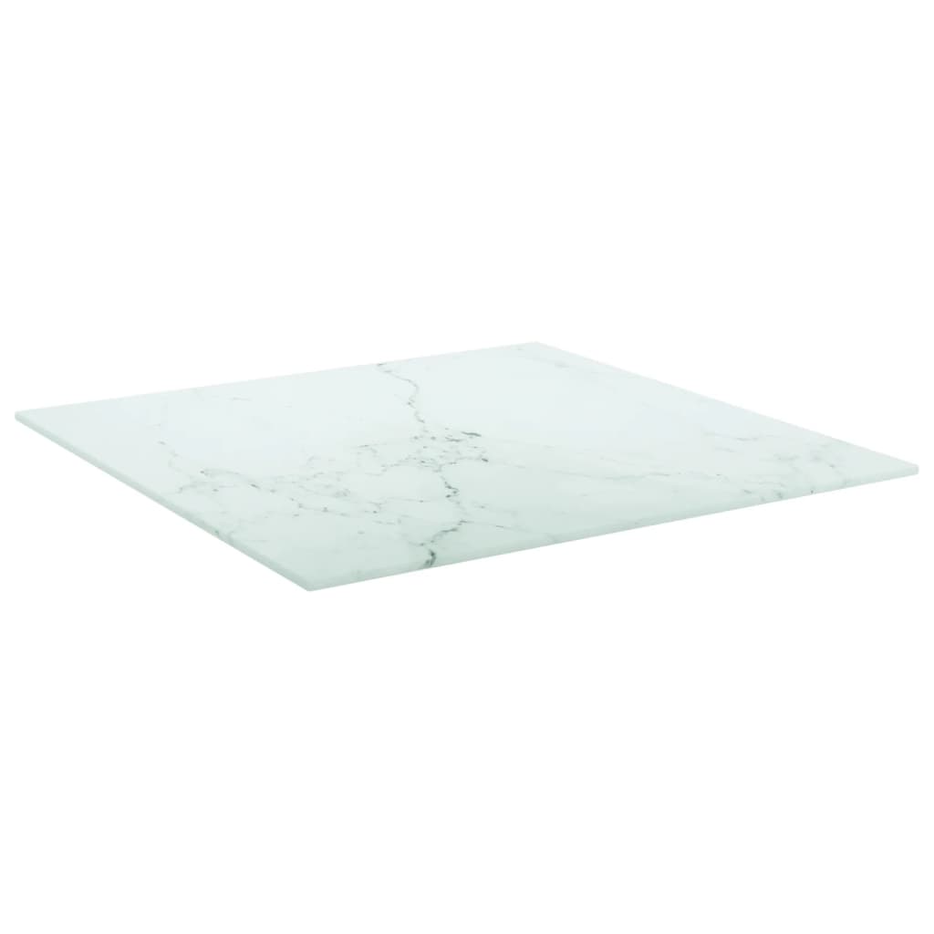 Tafelblad 50x50 cm 6 mm gehard glas met marmeren design wit is nu te koop bij PeponiXL, paradijselijk wonen!
