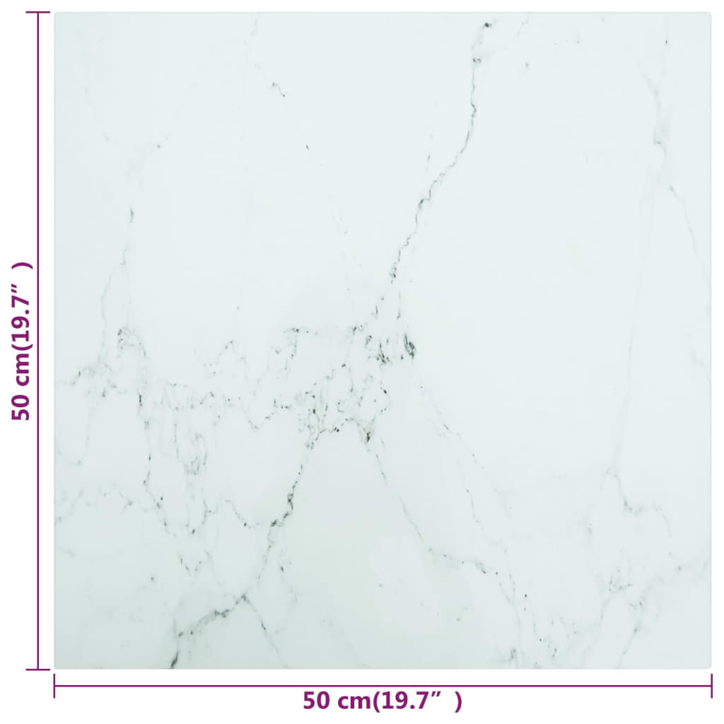 Tafelblad 50x50 cm 6 mm gehard glas met marmeren design wit is nu te koop bij PeponiXL, paradijselijk wonen!