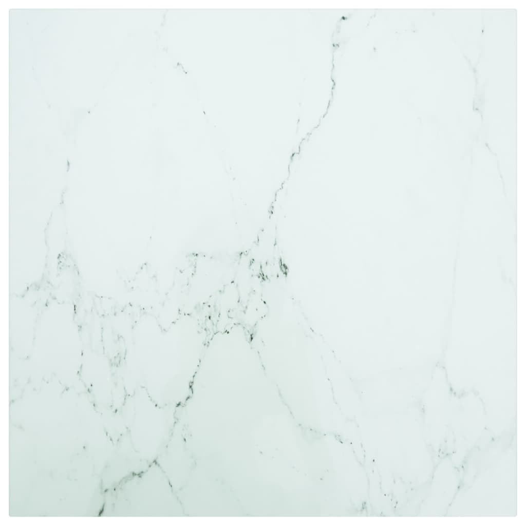 Tafelblad 60x60 cm 6 mm gehard glas met marmeren design wit is nu te koop bij PeponiXL, paradijselijk wonen!