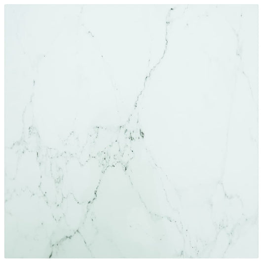 Tafelblad 60x60 cm 6 mm gehard glas met marmeren design wit is nu te koop bij PeponiXL, paradijselijk wonen!