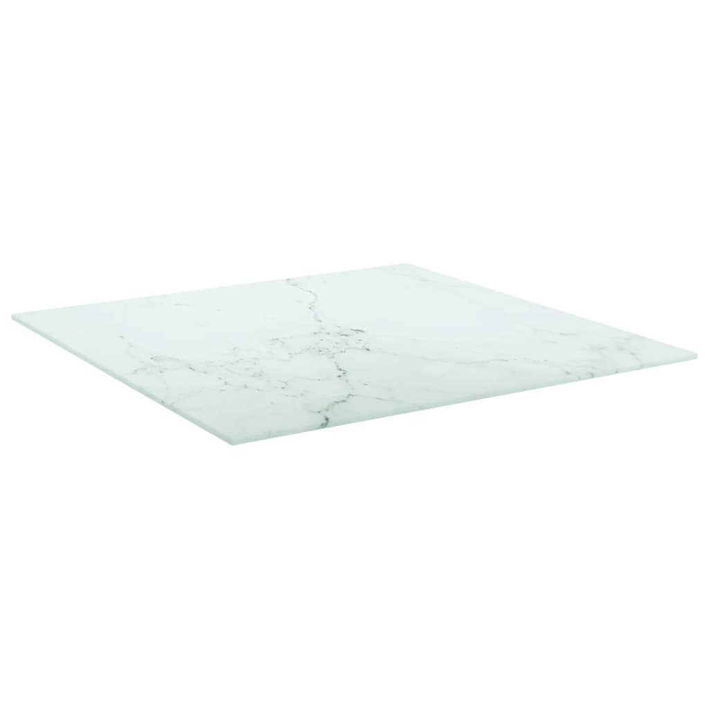 Tafelblad 60x60 cm 6 mm gehard glas met marmeren design wit is nu te koop bij PeponiXL, paradijselijk wonen!