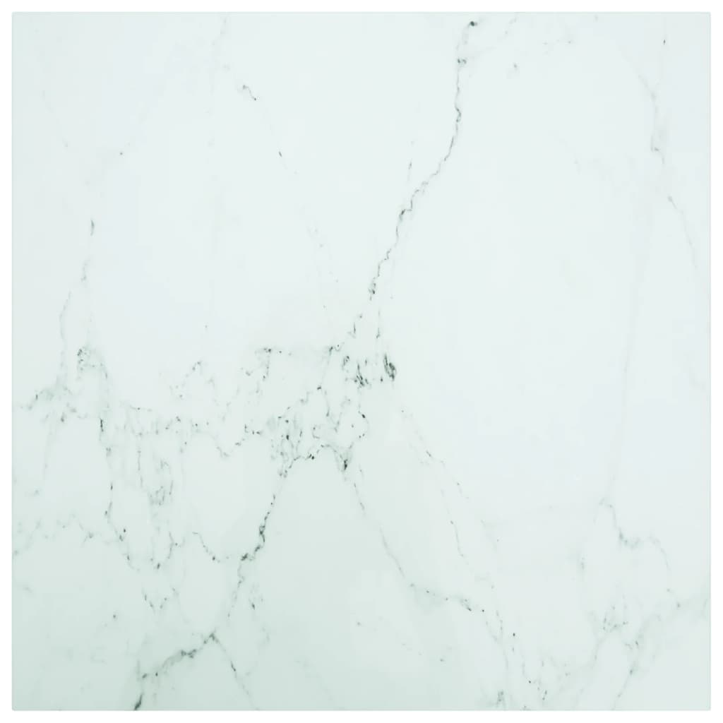 Tafelblad 80x80 cm 6 mm gehard glas met marmeren design wit is nu te koop bij PeponiXL, paradijselijk wonen!