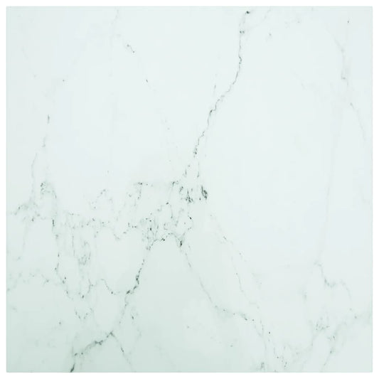 Tafelblad 80x80 cm 6 mm gehard glas met marmeren design wit is nu te koop bij PeponiXL, paradijselijk wonen!