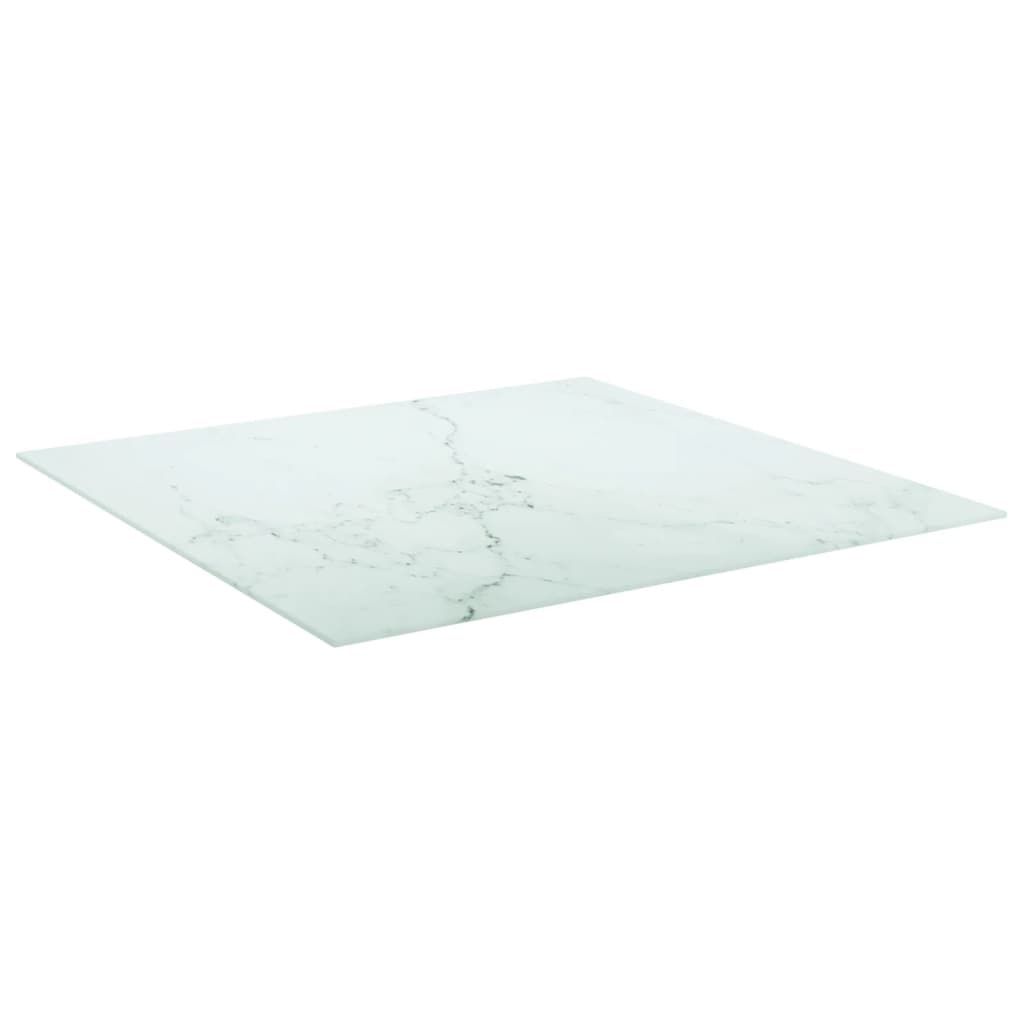 Tafelblad 80x80 cm 6 mm gehard glas met marmeren design wit is nu te koop bij PeponiXL, paradijselijk wonen!