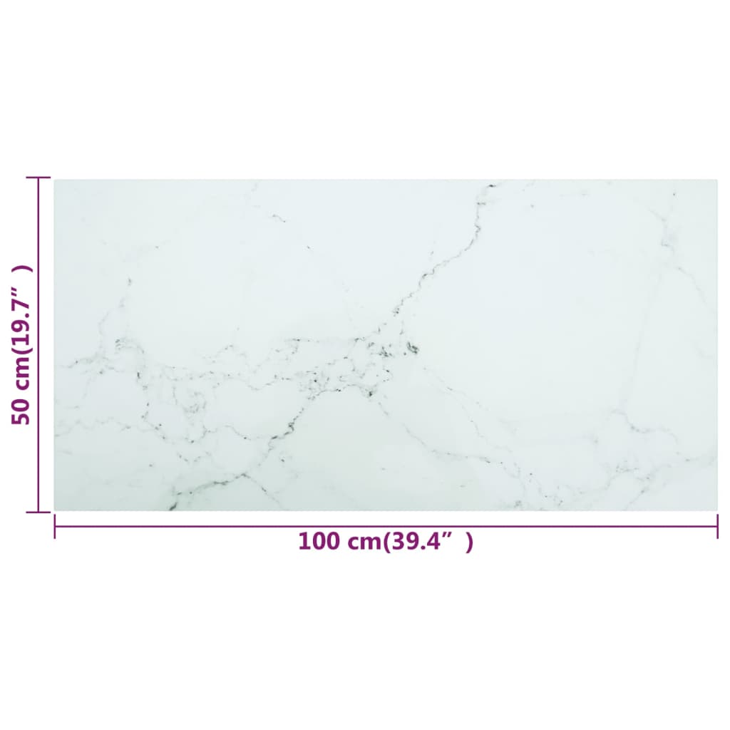 Tafelblad 100x50 cm 6 mm gehard glas met marmeren design wit is nu te koop bij PeponiXL, paradijselijk wonen!