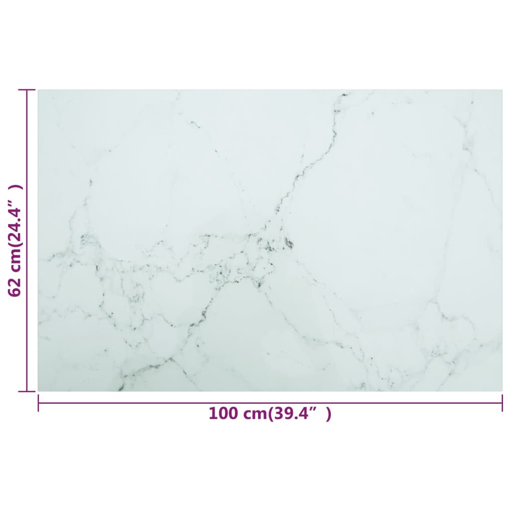 Tafelblad 120x62 cm 8 mm gehard glas met marmeren design wit is nu te koop bij PeponiXL, paradijselijk wonen!
