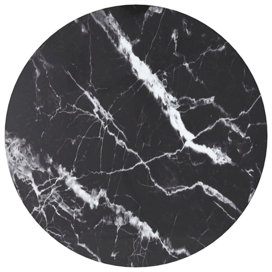 Tafelblad Ø30x0,8 cm gehard glas met marmerontwerp zwart is nu te koop bij PeponiXL, paradijselijk wonen!