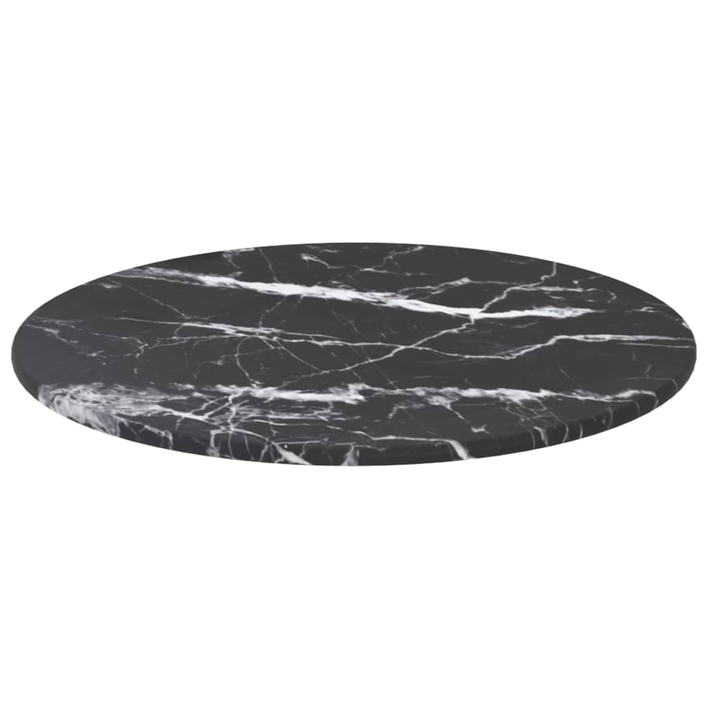 Tafelblad Ø30x0,8 cm gehard glas met marmerontwerp zwart is nu te koop bij PeponiXL, paradijselijk wonen!