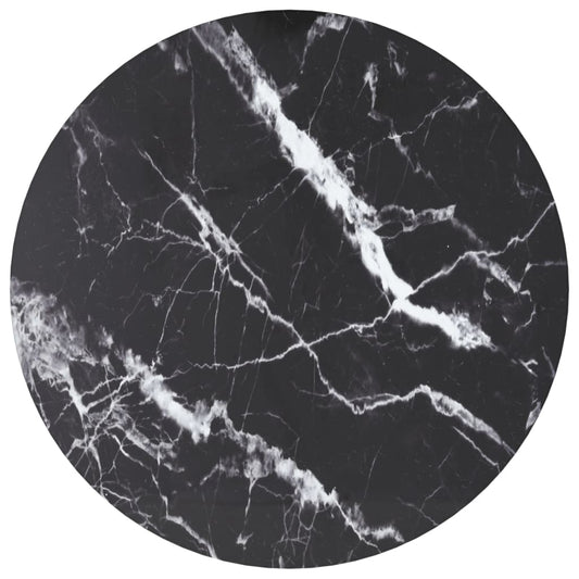 Tafelblad Ø40x0,8 cm gehard glas met marmeren design zwart is nu te koop bij PeponiXL, paradijselijk wonen!