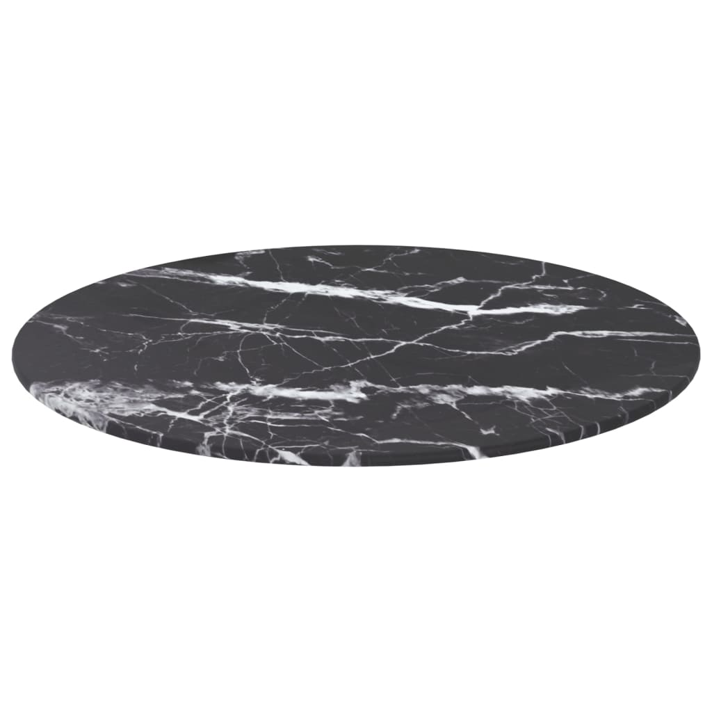 Tafelblad Ø50x0,8 cm gehard glas met marmeren design zwart is nu te koop bij PeponiXL, paradijselijk wonen!