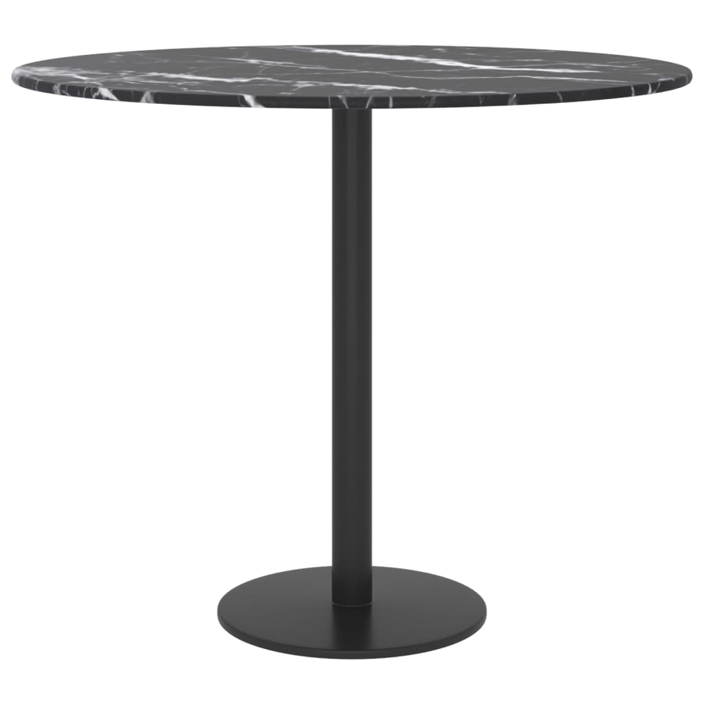 Tafelblad Ø50x0,8 cm gehard glas met marmeren design zwart is nu te koop bij PeponiXL, paradijselijk wonen!