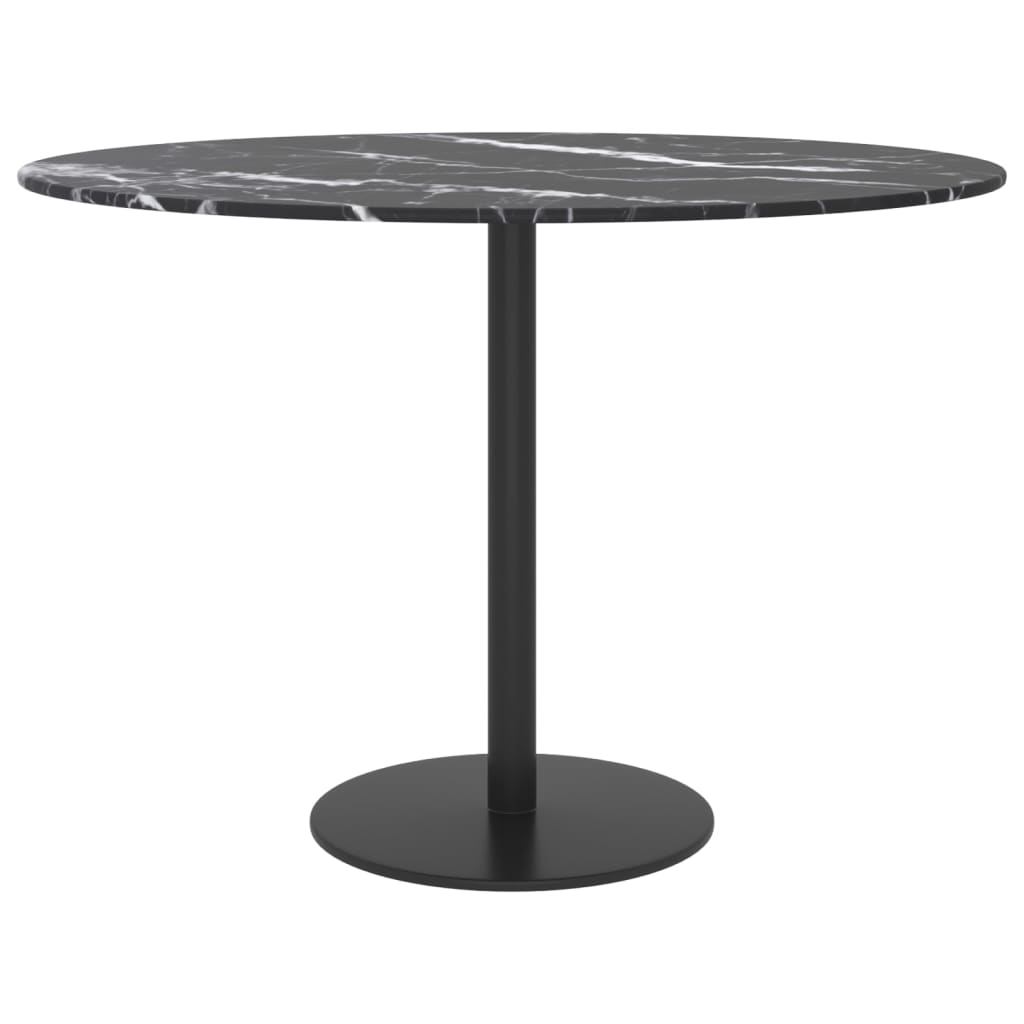 Tafelblad Ø60x0,8 cm gehard glas met marmeren design zwart is nu te koop bij PeponiXL, paradijselijk wonen!