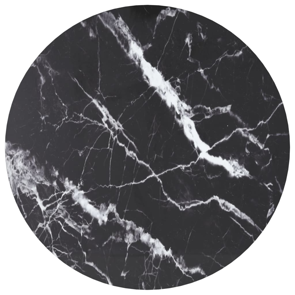 Tafelblad Ø70x0,8 cm gehard glas met marmeren design zwart is nu te koop bij PeponiXL, paradijselijk wonen!