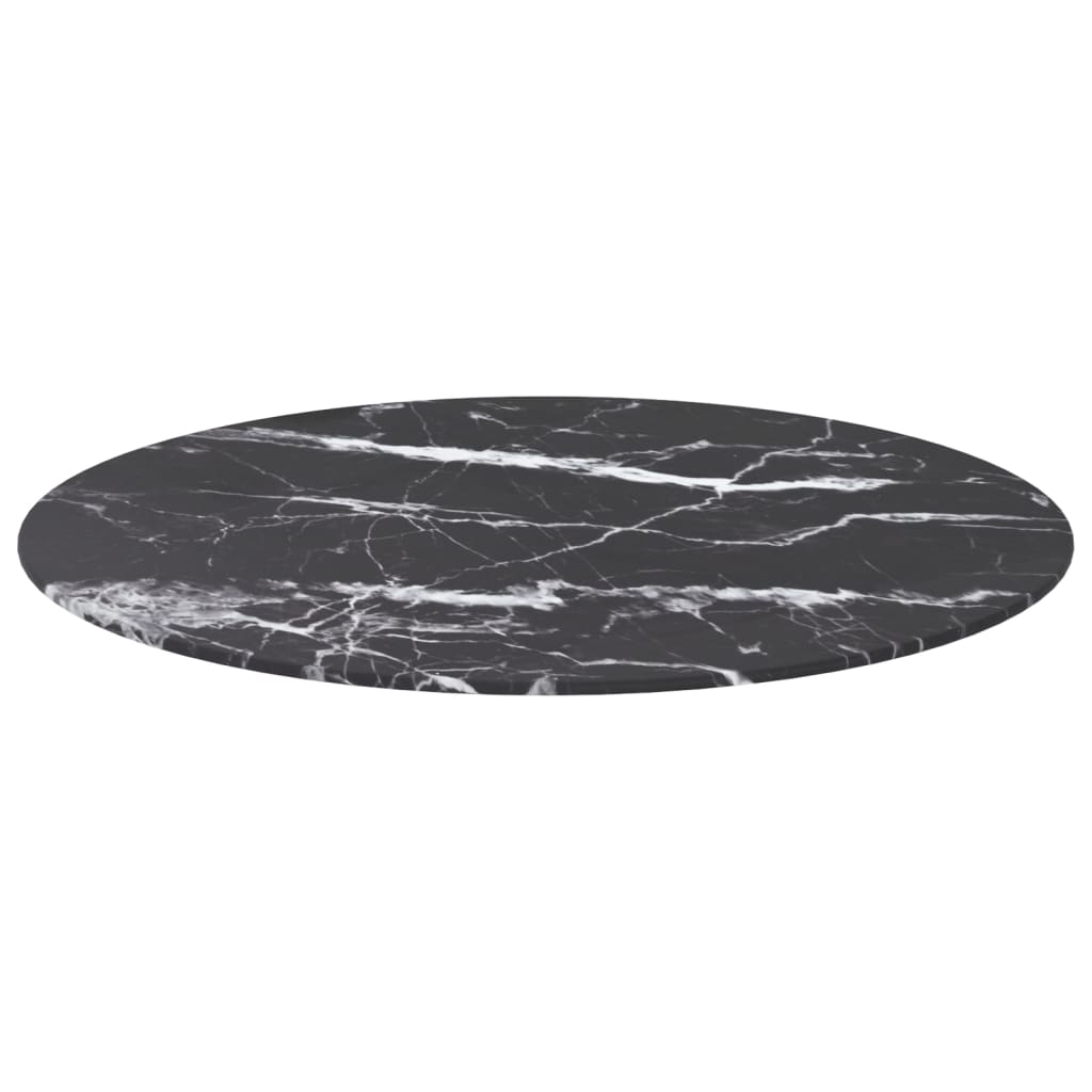 Tafelblad Ø70x0,8 cm gehard glas met marmeren design zwart is nu te koop bij PeponiXL, paradijselijk wonen!