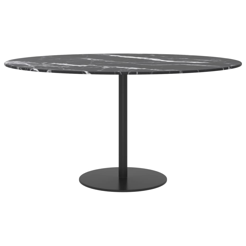 Tafelblad Ø80x1 cm gehard glas met marmeren design zwart is nu te koop bij PeponiXL, paradijselijk wonen!