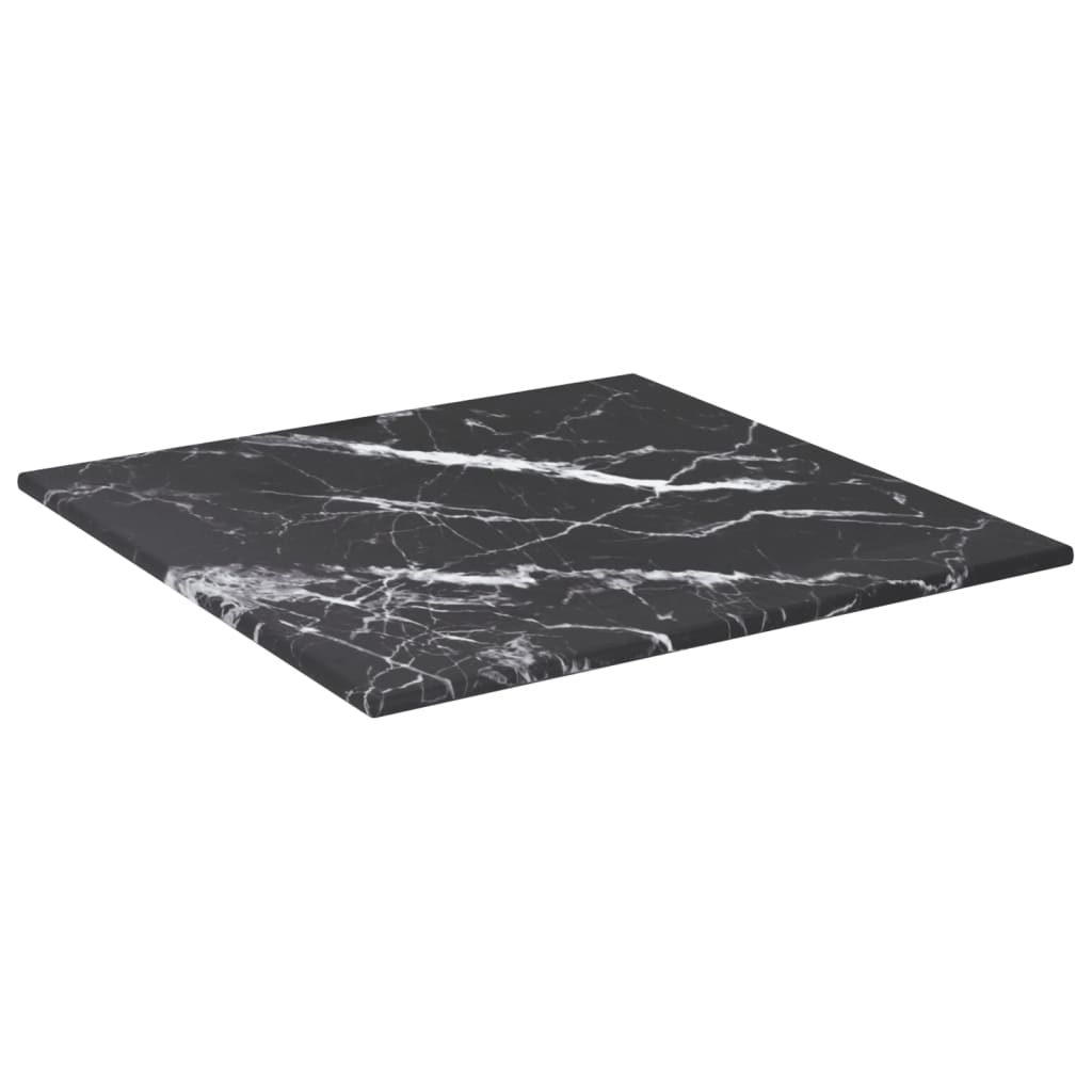 Tafelblad 30x30 cm 6 mm gehard glas met marmeren design zwart is nu te koop bij PeponiXL, paradijselijk wonen!