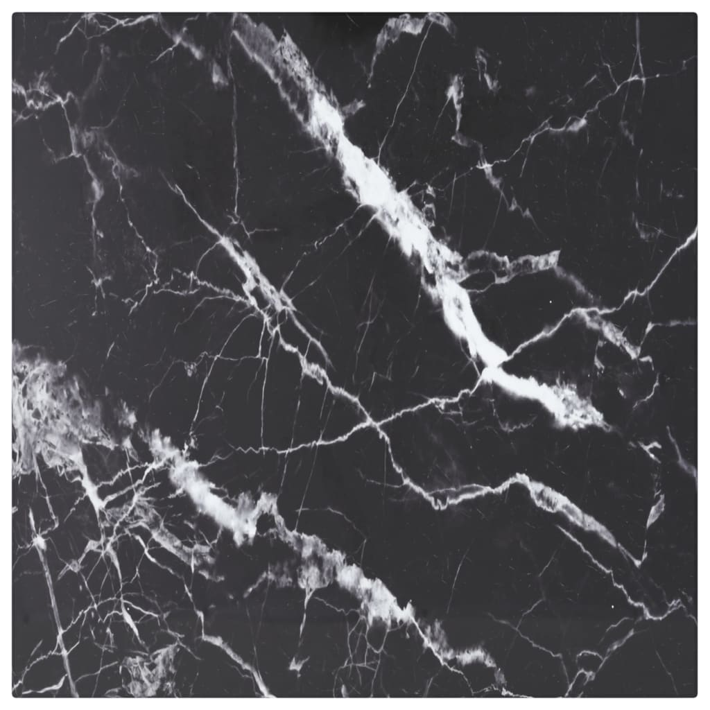 Tafelblad 40x40 cm 6 mm gehard glas met marmeren design zwart is nu te koop bij PeponiXL, paradijselijk wonen!
