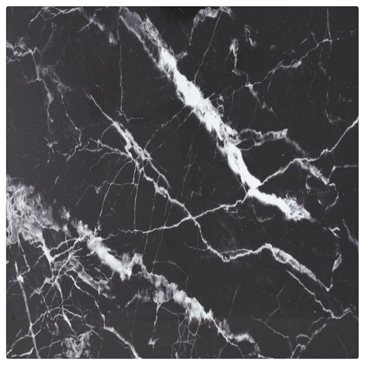 Tafelblad 40x40 cm 6 mm gehard glas met marmeren design zwart is nu te koop bij PeponiXL, paradijselijk wonen!