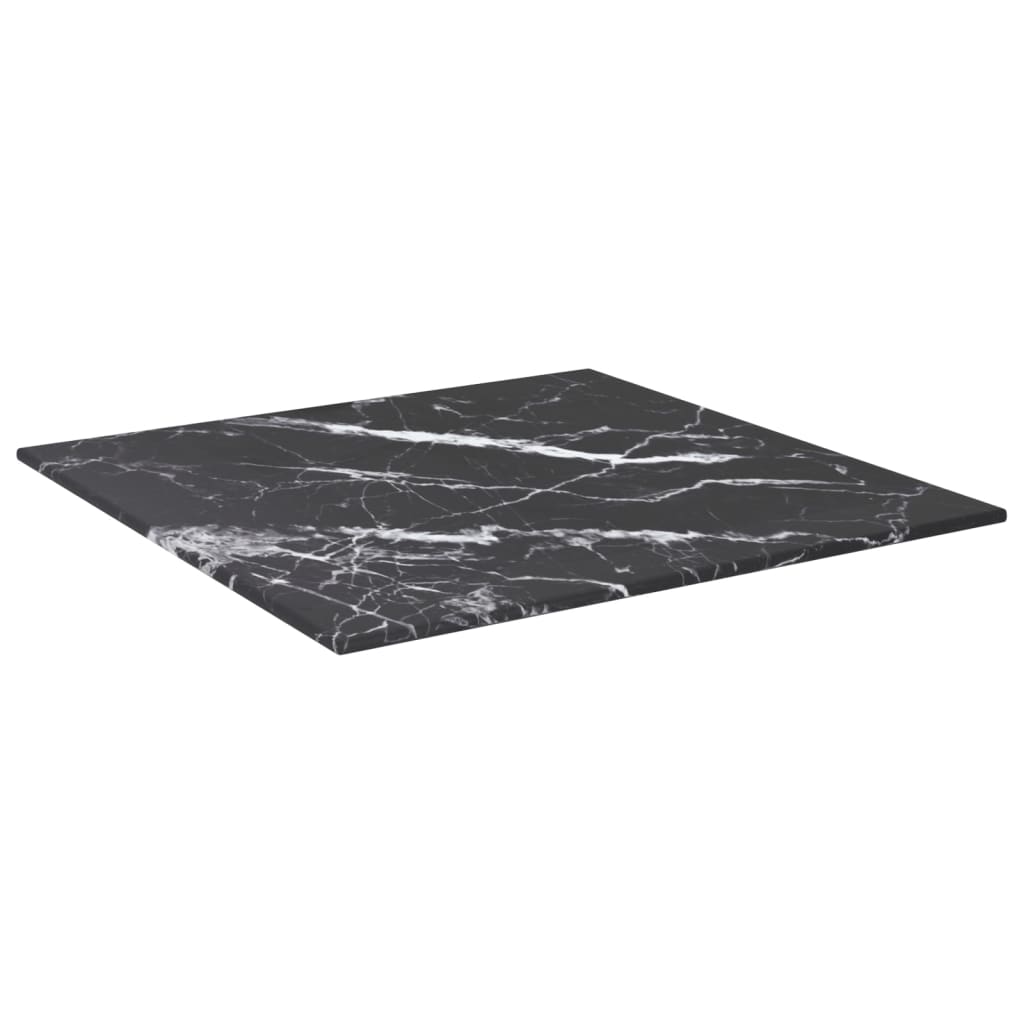 Tafelblad 40x40 cm 6 mm gehard glas met marmeren design zwart is nu te koop bij PeponiXL, paradijselijk wonen!