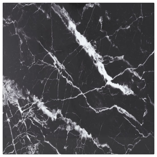 Tafelblad 50x50 cm 6 mm gehard glas met marmeren design zwart is nu te koop bij PeponiXL, paradijselijk wonen!