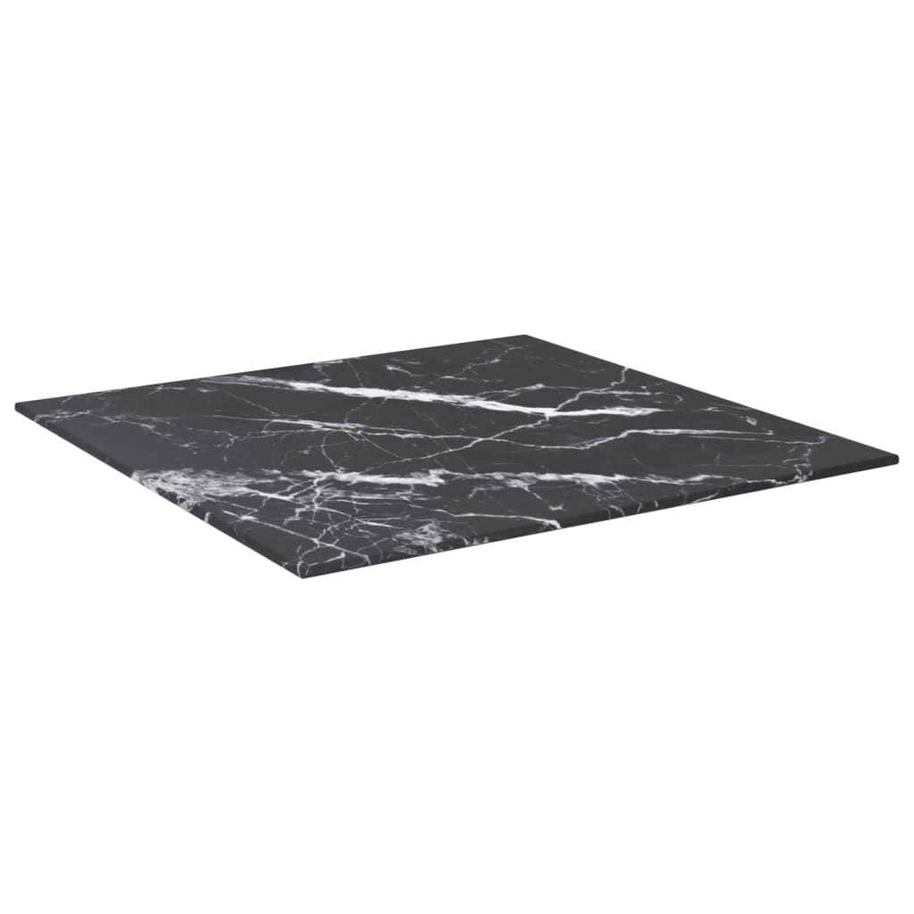 Tafelblad 50x50 cm 6 mm gehard glas met marmeren design zwart is nu te koop bij PeponiXL, paradijselijk wonen!