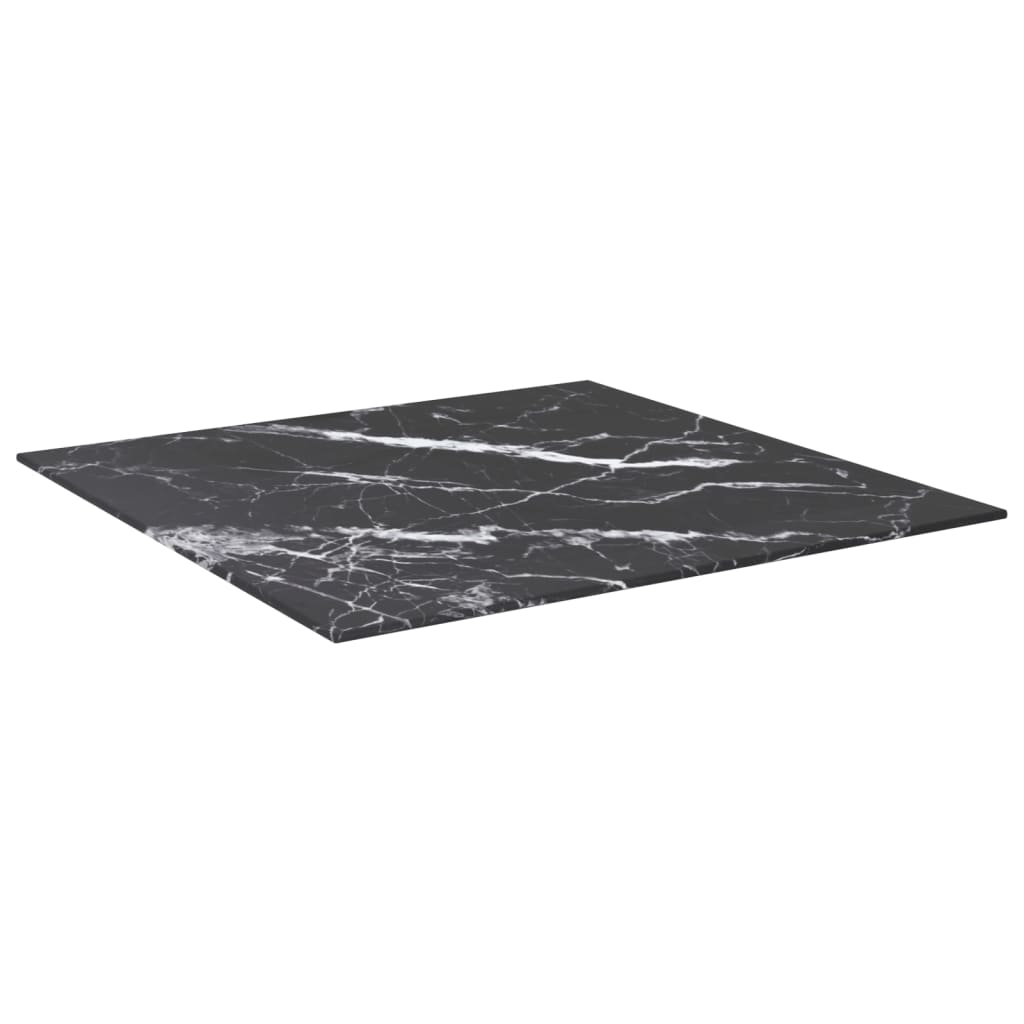 Tafelblad 60x60 cm 6 mm gehard glas met marmeren design zwart is nu te koop bij PeponiXL, paradijselijk wonen!