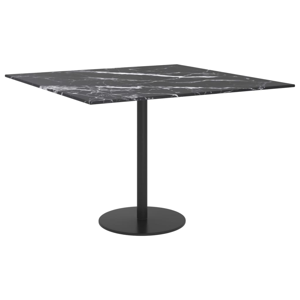 Tafelblad 60x60 cm 6 mm gehard glas met marmeren design zwart is nu te koop bij PeponiXL, paradijselijk wonen!
