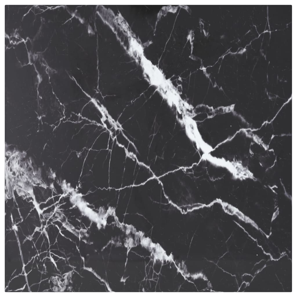 Tafelblad 70x70 cm 6 mm gehard glas met marmeren design zwart is nu te koop bij PeponiXL, paradijselijk wonen!